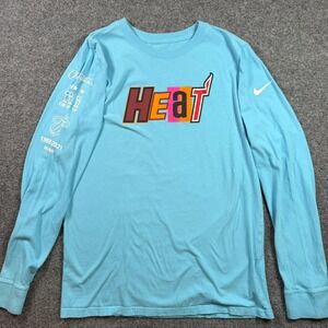 Nike Miami Heat Vice City T-Shirt Mens XL Blue Long Sleeve Graphic Tee